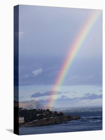 Rainbow on the Coast in Llanca, Cataluna, Spain, Europe-Taylor Liba-Stretched Canvas