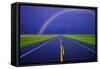 Rainbow over a Highway-null-Framed Stretched Canvas