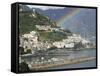 Rainbow over a Town, Almafi, Amalfi Coast, Campania, Italy-null-Framed Stretched Canvas