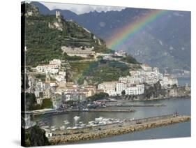 Rainbow over a Town, Almafi, Amalfi Coast, Campania, Italy-null-Stretched Canvas