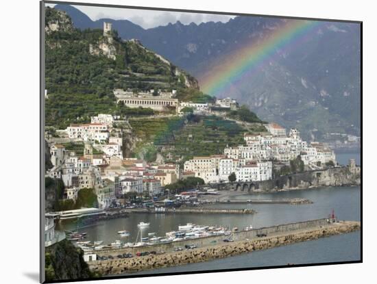Rainbow over a Town, Almafi, Amalfi Coast, Campania, Italy-null-Mounted Photographic Print