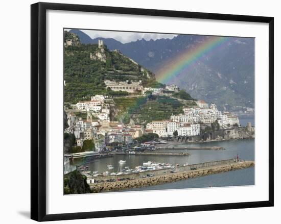 Rainbow over a Town, Almafi, Amalfi Coast, Campania, Italy-null-Framed Photographic Print