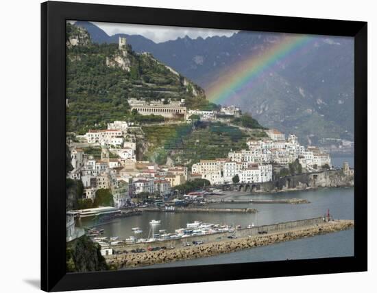 Rainbow over a Town, Almafi, Amalfi Coast, Campania, Italy-null-Framed Photographic Print