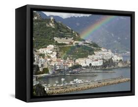 Rainbow over a Town, Almafi, Amalfi Coast, Campania, Italy-null-Framed Stretched Canvas