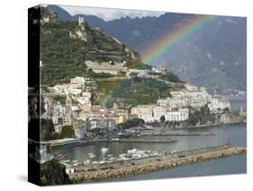 Rainbow over a Town, Almafi, Amalfi Coast, Campania, Italy-null-Stretched Canvas