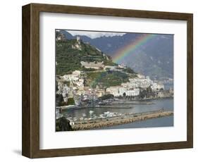 Rainbow over a Town, Almafi, Amalfi Coast, Campania, Italy-null-Framed Photographic Print