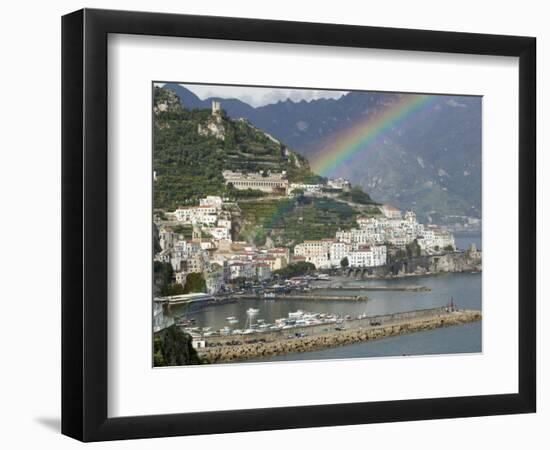 Rainbow over a Town, Almafi, Amalfi Coast, Campania, Italy-null-Framed Photographic Print