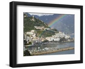 Rainbow over a Town, Almafi, Amalfi Coast, Campania, Italy-null-Framed Photographic Print