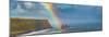 Rainbow over basalt sea stacks, Iceland-null-Mounted Photographic Print