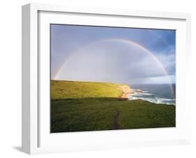 Rainbow Over Chimney Rock, California-George Oze-Framed Photographic Print