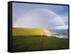 Rainbow Over Chimney Rock, California-George Oze-Framed Stretched Canvas