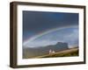 Rainbow over Church, Vik, Iceland-Peter Adams-Framed Photographic Print