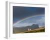 Rainbow over Church, Vik, Iceland-Peter Adams-Framed Photographic Print