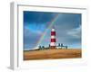 Rainbow over Happisburgh Light House, Norfolk, UK-Ernie Janes-Framed Photographic Print