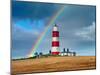 Rainbow over Happisburgh Light House, Norfolk, UK-Ernie Janes-Mounted Photographic Print