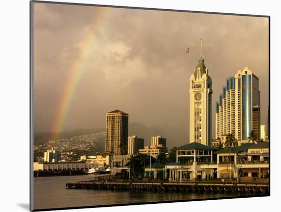 Rainbow Over Honolulu, Hawaii, USA-Savanah Stewart-Mounted Photographic Print