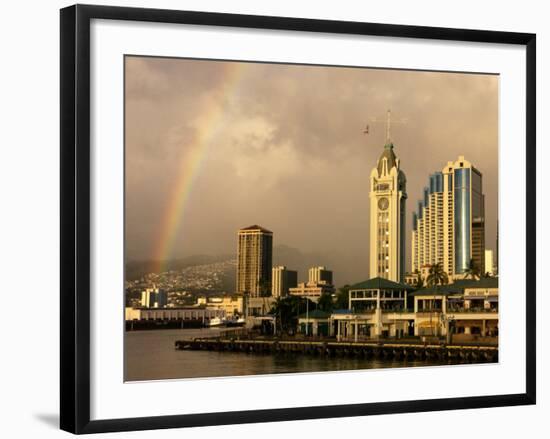 Rainbow Over Honolulu, Hawaii, USA-Savanah Stewart-Framed Photographic Print