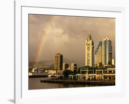 Rainbow Over Honolulu, Hawaii, USA-Savanah Stewart-Framed Photographic Print