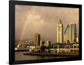 Rainbow Over Honolulu, Hawaii, USA-Savanah Stewart-Framed Photographic Print