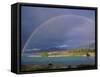 Rainbow over Lake Tekapo, Canterbury, South Island, New Zealand, Pacific-Jeremy Bright-Framed Stretched Canvas