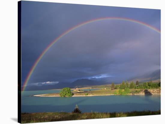 Rainbow over Lake Tekapo, Canterbury, South Island, New Zealand, Pacific-Jeremy Bright-Stretched Canvas