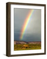 Rainbow over Navajo Hogan, Monument Valley Navajo Tribal Park, Utah, USA-Charles Crust-Framed Photographic Print