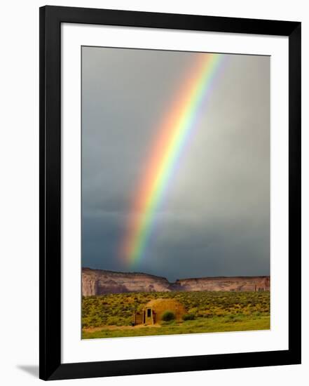 Rainbow over Navajo Hogan, Monument Valley Navajo Tribal Park, Utah, USA-Charles Crust-Framed Photographic Print