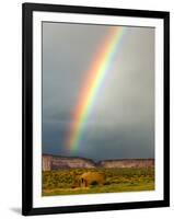 Rainbow over Navajo Hogan, Monument Valley Navajo Tribal Park, Utah, USA-Charles Crust-Framed Photographic Print