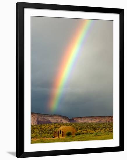 Rainbow over Navajo Hogan, Monument Valley Navajo Tribal Park, Utah, USA-Charles Crust-Framed Photographic Print