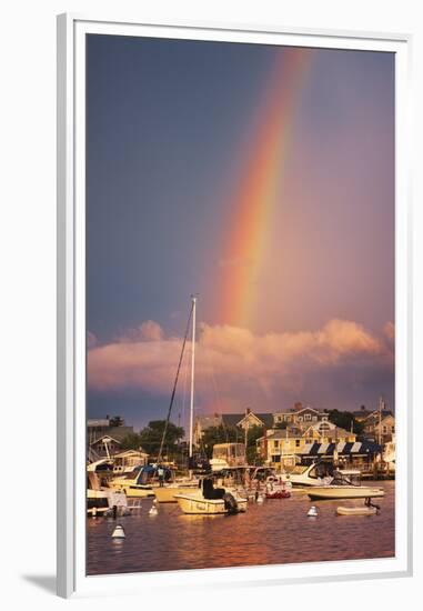 Rainbow over Oaks Bluffs on Martha's Vineyard-Jon Hicks-Framed Premium Photographic Print