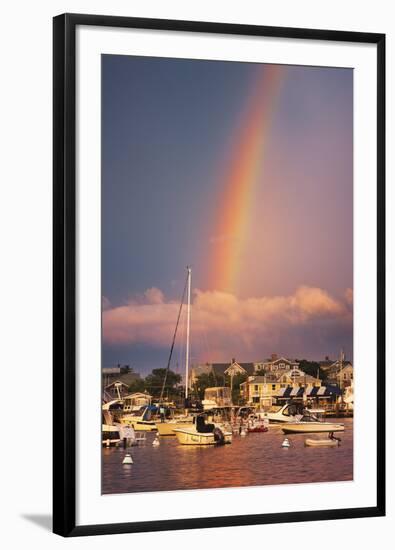 Rainbow over Oaks Bluffs on Martha's Vineyard-Jon Hicks-Framed Photographic Print