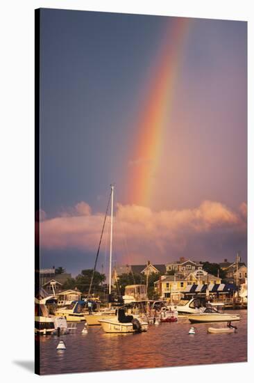 Rainbow over Oaks Bluffs on Martha's Vineyard-Jon Hicks-Stretched Canvas