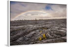 Rainbow over Old Lava Field, Hawaii Volcanoes NP, Hawaii, USA-Jaynes Gallery-Framed Photographic Print