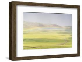 Rainbow over the green Mongolian steppe, Ovorkhangai province, Mongolia, Central Asia, Asia-Francesco Vaninetti-Framed Photographic Print