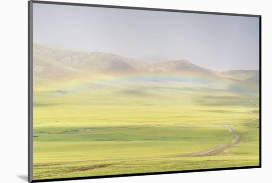 Rainbow over the green Mongolian steppe, Ovorkhangai province, Mongolia, Central Asia, Asia-Francesco Vaninetti-Mounted Photographic Print