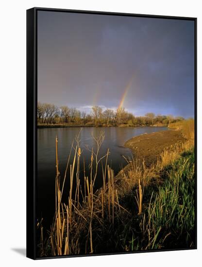 Rainbow over the North Platte River, Nebraska, USA-Chuck Haney-Framed Stretched Canvas