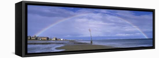 Rainbow over the Sea, Portobello, Edinburgh, Scotland-null-Framed Stretched Canvas