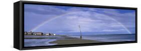 Rainbow over the Sea, Portobello, Edinburgh, Scotland-null-Framed Stretched Canvas