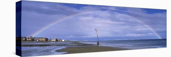 Rainbow over the Sea, Portobello, Edinburgh, Scotland-null-Stretched Canvas