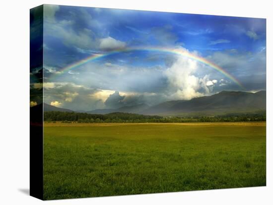 Rainbow Over Valley-Gary W. Carter-Stretched Canvas
