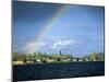 Rainbow Over Vershinino C18th St. Nikola Chapel, Kenozersky National Park. Lake Kenozero, Russia-Igor Shpilenok-Mounted Photographic Print