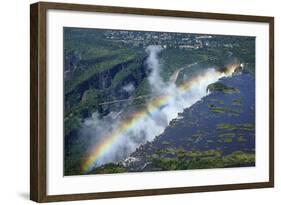 Rainbow over Victoria Falls, Zambezi River, Zimbabwe/Zambia-David Wall-Framed Photographic Print