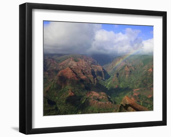 Rainbow over Waimea Canyon, Kauai, Hawaii, USA-Dennis Flaherty-Framed Premium Photographic Print