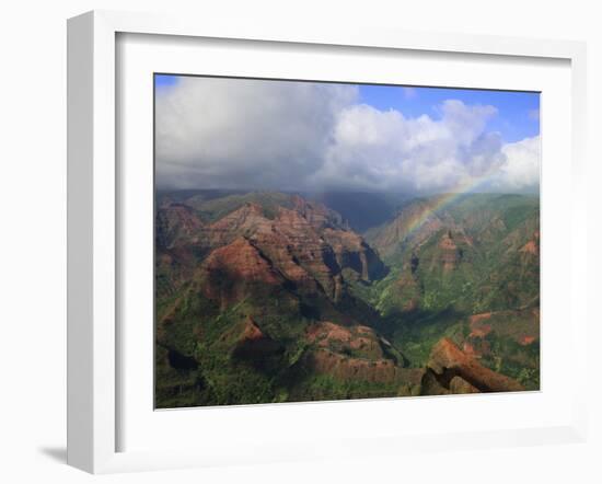 Rainbow over Waimea Canyon, Kauai, Hawaii, USA-Dennis Flaherty-Framed Premium Photographic Print