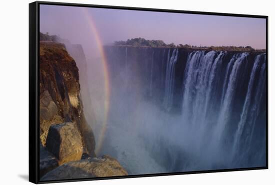 Rainbow over Waterfall-DLILLC-Framed Stretched Canvas