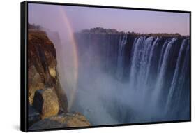 Rainbow over Waterfall-DLILLC-Framed Stretched Canvas