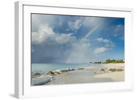 Rainbow over world famous Grace Bay beach, Providenciales, Turks and Caicos, Caribbean-Michael Runkel-Framed Photographic Print