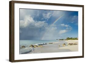 Rainbow over world famous Grace Bay beach, Providenciales, Turks and Caicos, Caribbean-Michael Runkel-Framed Photographic Print