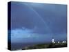 Rainbow over Yaquina Bay Lighthouse, Oregon, USA-Janis Miglavs-Stretched Canvas