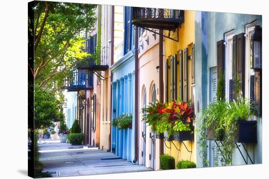 Rainbow Row I, Charleston South Carolina-George Oze-Stretched Canvas